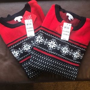 Macy’s Two Charter Club Unisex Boy's Snowflake Family Sweater Twins Siblings NWT
